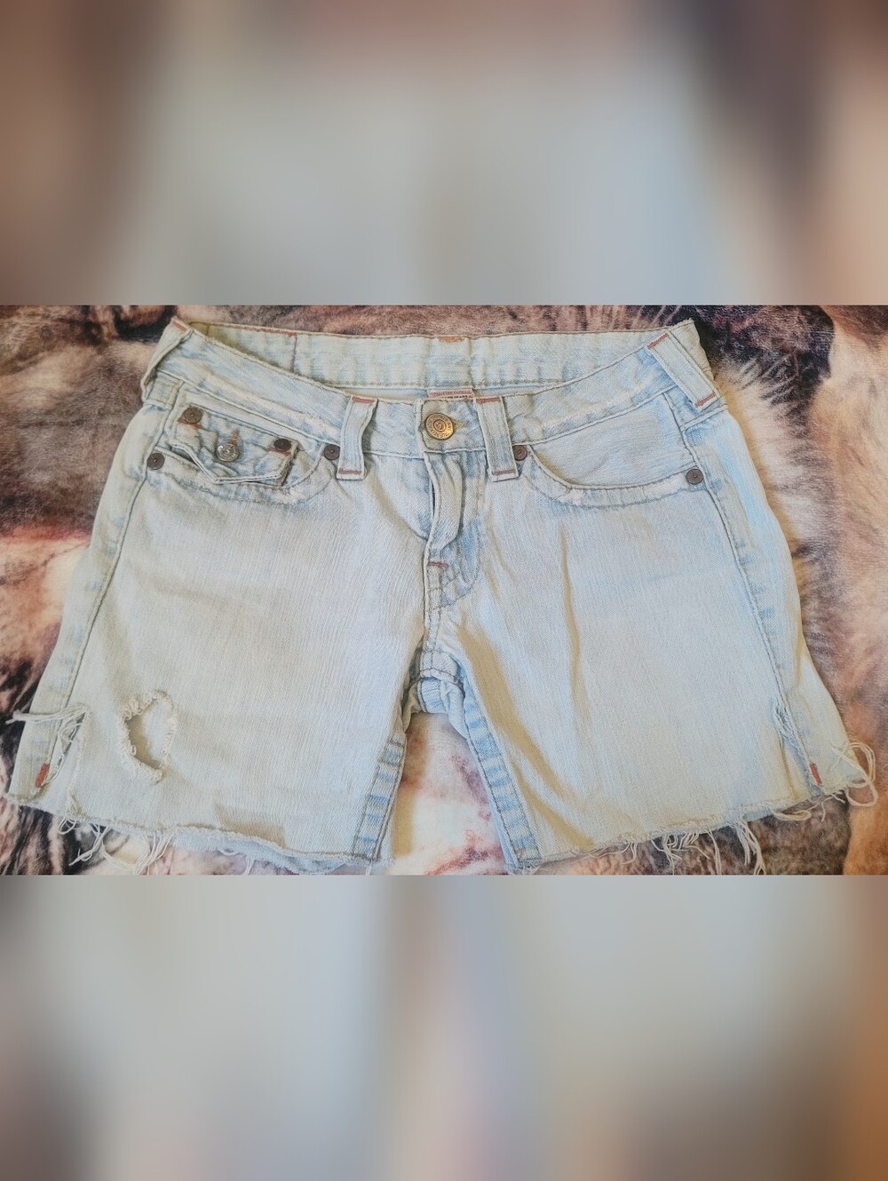 Vintage True Religion Brand Jeans Joey Cut-off Distressed womens jean Shorts 28